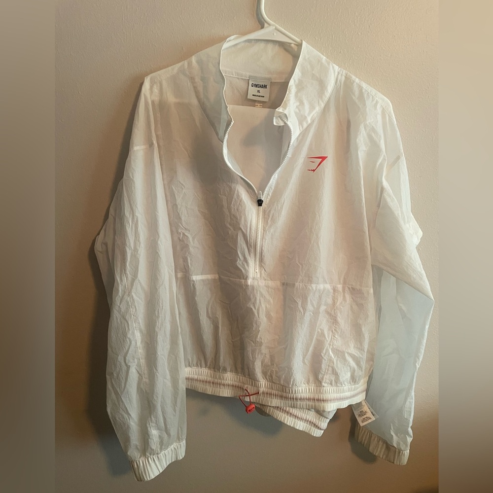 Gymshark White Windbreaker Jacket